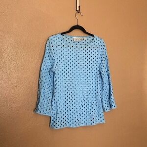 Simonton Says Blue Eyelet Long Sleeve Top Size S